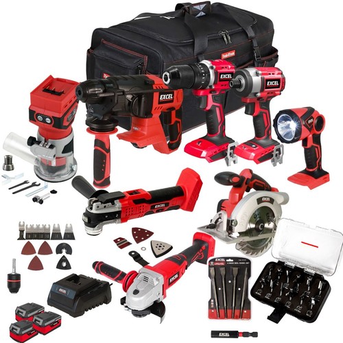 Excel 18v 8pcs power tool - 18v, kit